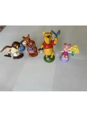 Disney Winnie The Pooh Lot Of 4 Vintage Figurines Owl Pooh Bear Roo And Piglet